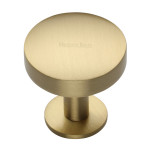 M Marcus Heritage Brass Domed Disc Design Cabinet Knob with Rose 38mm 